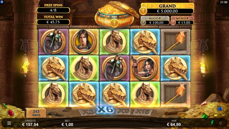Lara Croft temples and tombs microgaming free spins win 2