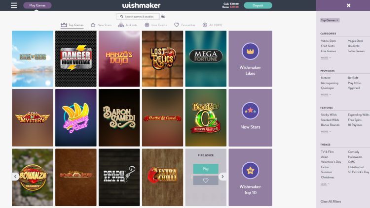 Wishmaker casino review games